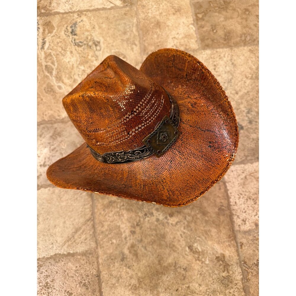 Vintage Style Western Cowboy Hat With Brass Buckle & Broad Brim For All